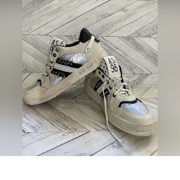 A.S.98 SNEAKERS SIZE 36 COLOR WHITE, BLACK & SILVER. *UNISEX* - Picture 4 of 11